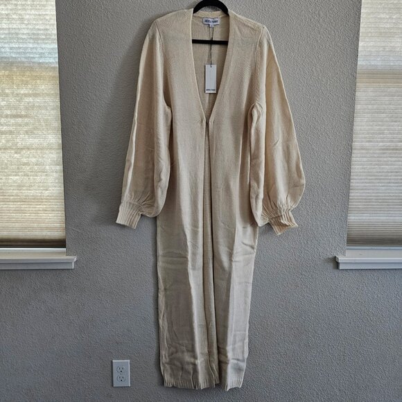 NWT | Andrea Iyamah Resortwear Ally Knit Long Cardigan in Cream S/M - Picture 3 of 12